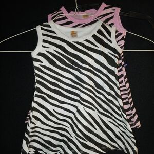 Girls Zebra Print Sleeveless Dresses PINK & WHITE ZEBRA PRINTS Size 6-12 Mo.